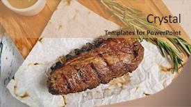  Presentation with restaurant menu - PPT layouts with beef steak beef steak dinner background and a  colored foreground
