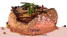  Presentation with beef steak bbq strip steak - Slides enhanced with beef steak medium grilled isolated background and a coral colored foreground