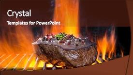  Presentation with grill - Amazing presentation design having beef steak on grill isolated backdrop and a tawny brown colored foreground