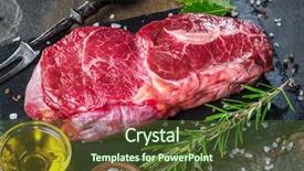  Presentation with graphite - Audience pleasing PPT layouts consisting of beef steak on the graphite backdrop and a tawny brown colored foreground