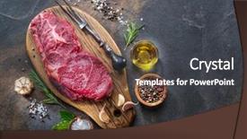 Presentation with graphite - Beautiful PPT theme featuring beef steak on the graphite backdrop and a  colored foreground
