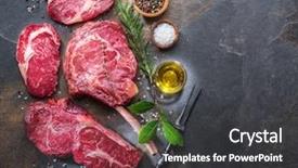  Presentation with graphite - Beautiful PPT theme featuring beef steak on the graphite backdrop and a dark gray colored foreground