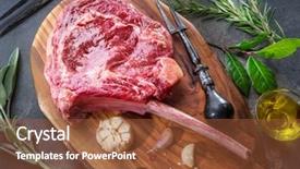  Presentation with graphite - PPT theme featuring beef steak on the graphite background and a tawny brown colored foreground