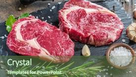  Presentation with graphite - Audience pleasing presentation design consisting of beef steak on the graphite backdrop and a tawny brown colored foreground