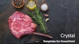  Presentation with cutting board - Theme having beef steak on the graphite background and a dark gray colored foreground