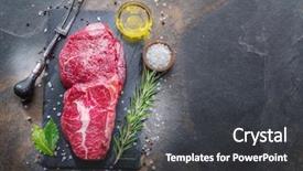  Presentation with graphite - PPT theme enhanced with beef steak on the graphite background and a  colored foreground