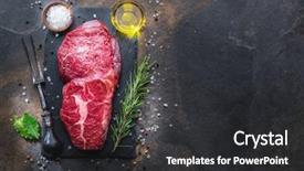  Presentation with graphite - Slide set consisting of beef steak on the graphite background and a dark gray colored foreground