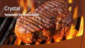 Presentation with grill - Audience pleasing theme consisting of beef steak on the grill backdrop and a tawny brown colored foreground