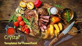  Presentation with beef - Cool new theme with beef-steak-with-grilled-vegetables backdrop and a tawny brown colored foreground