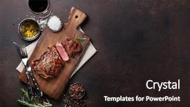  Presentation with grilled - Amazing slide set having beef steak with red wine backdrop and a wine colored foreground