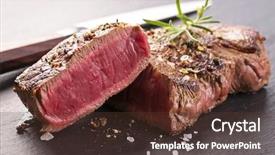  Presentation with beef - Amazing PPT layouts having beef steak backdrop and a tawny brown colored foreground