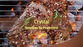  Presentation with steaks - Slide set featuring beef-steaks-roasted-on-grill background and a tawny brown colored foreground