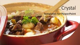  Presentation with food red - PPT theme with beef stew in a red background and a yellow colored foreground
