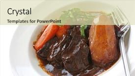  Presentation with beef - Presentation theme consisting of beef stew background and a soft green colored foreground