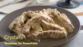  Presentation with beef - Slide set consisting of beef-stroganoff-on-a-brown background and a tawny brown colored foreground