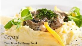  Presentation with served - Presentation with beef-stroganoff-served-with-mashed background and a yellow colored foreground