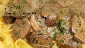  Presentation with beef - Amazing slides having beef stroganoff with tagliatelle pasta backdrop and a gold colored foreground