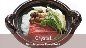  Presentation with japanese food - Slides with beef sukiyaki japanese food background and a tawny brown colored foreground