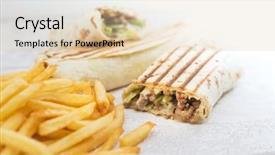  Presentation with french fries - Presentation featuring beef tacos served with golden background and a lemonade colored foreground