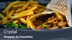  Presentation with tacos - PPT theme consisting of beef-tacos-served-with-golden background and a ocean colored foreground