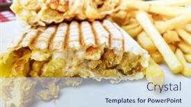  Presentation with tacos - Presentation theme featuring beef-tacos-served-with-golden background and a sky blue colored foreground