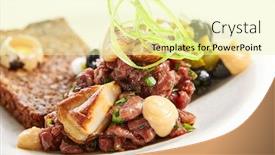  Presentation with haute cuisine - Amazing theme having beef-tartare-with-greenery-closeup backdrop and a blonde colored foreground