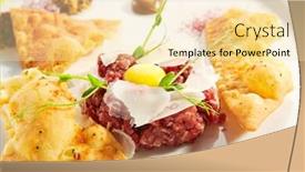 Presentation with dip - Presentation theme with beef-tartare-with-various-dip background and a blonde colored foreground