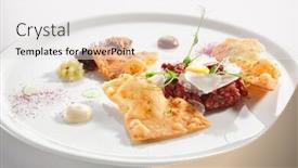  Presentation with dip - Audience pleasing slides consisting of beef-tartare-with-various-dip backdrop and a white colored foreground