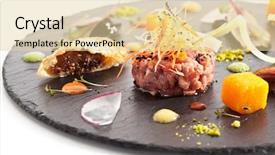  Presentation with dip - Beautiful slide set featuring beef tartare with various dip backdrop and a lemonade colored foreground