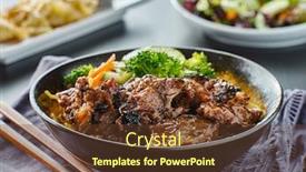  Presentation with beef - Cool new presentation design with beef-teriyaki-bowl-with-noodles backdrop and a tawny brown colored foreground