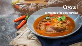  Presentation with pickle - Slide set consisting of beef tongue hot pickle sauce background and a tawny brown colored foreground