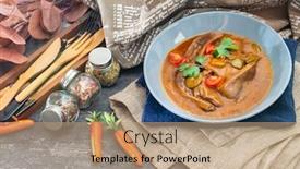  Presentation with pickle - Slide deck with beef-tongue-hot-pickle-sauce background and a coral colored foreground