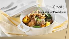  Presentation with roast beef - Amazing PPT theme having beef-tongue-pot-roast backdrop and a white colored foreground