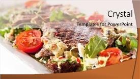  Presentation with beef cattle on farm - Presentation theme enhanced with beef tongue salad with rucola background and a  colored foreground