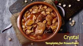  Presentation with chorizo - Colorful PPT theme enhanced with beef tripe stew with chickpea backdrop and a tawny brown colored foreground
