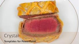  Presentation with beef - Audience pleasing presentation design consisting of beef-wellington backdrop and a coral colored foreground