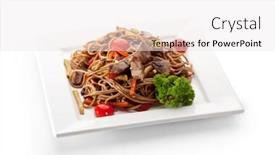  Presentation with spaghetti - Theme featuring beef-with-buckwheat-spaghetti-cherry background and a white colored foreground