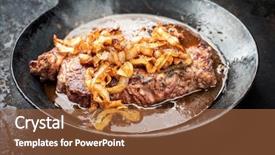  Presentation with roast beef - Colorful PPT theme enhanced with beef with fried onion ring backdrop and a red colored foreground