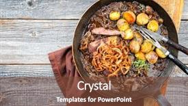  Presentation with barbecue dry aged kobe rib - PPT theme with beef with fried onion ring background and a tawny brown colored foreground