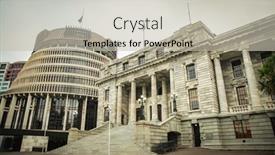  Presentation with new zealand - PPT theme with beehive-the-parliament-of-new background and a soft green colored foreground