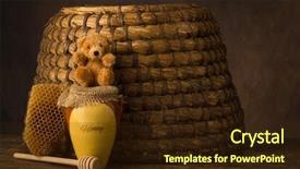  Presentation with vintage - Presentation design with beehives - vintage old beehive basket still background and a wine colored foreground