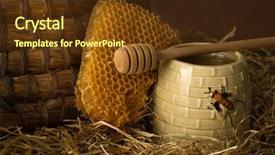  Presentation with old vintage mobile phones - Slide deck enhanced with beehives - vintage old beehive basket still background and a tawny brown colored foreground