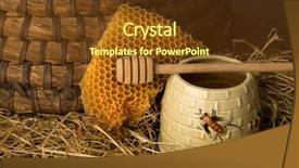  Presentation with old vintage mobile phones - Amazing presentation design having beehives - vintage old beehive basket still backdrop and a tawny brown colored foreground