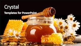  Presentation with honey - Presentation design with honey jar and dipper background and a black colored foreground