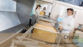  Presentation with female - PPT theme enhanced with beekeeping - portrait of senior female beekeeper background and a coral colored foreground