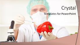  Presentation with genetic modified organism - Audience pleasing presentation theme consisting of been altered using genetic engineering backdrop and a sky blue colored foreground