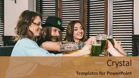  Presentation with saint patrick day - Beautiful slide set featuring ginger beer - people celebrating saint patrick's day backdrop and a coral colored foreground