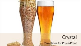  Presentation with beer hops - Beautiful slides featuring glasses of beer and barley backdrop and a yellow colored foreground