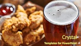  Presentation with fried chicken - Cool new PPT layouts with beer and fried chicken tenders backdrop and a tawny brown colored foreground