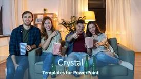  Presentation with comedy - Slide set with beer and popcorn watching comedy background and a ocean colored foreground